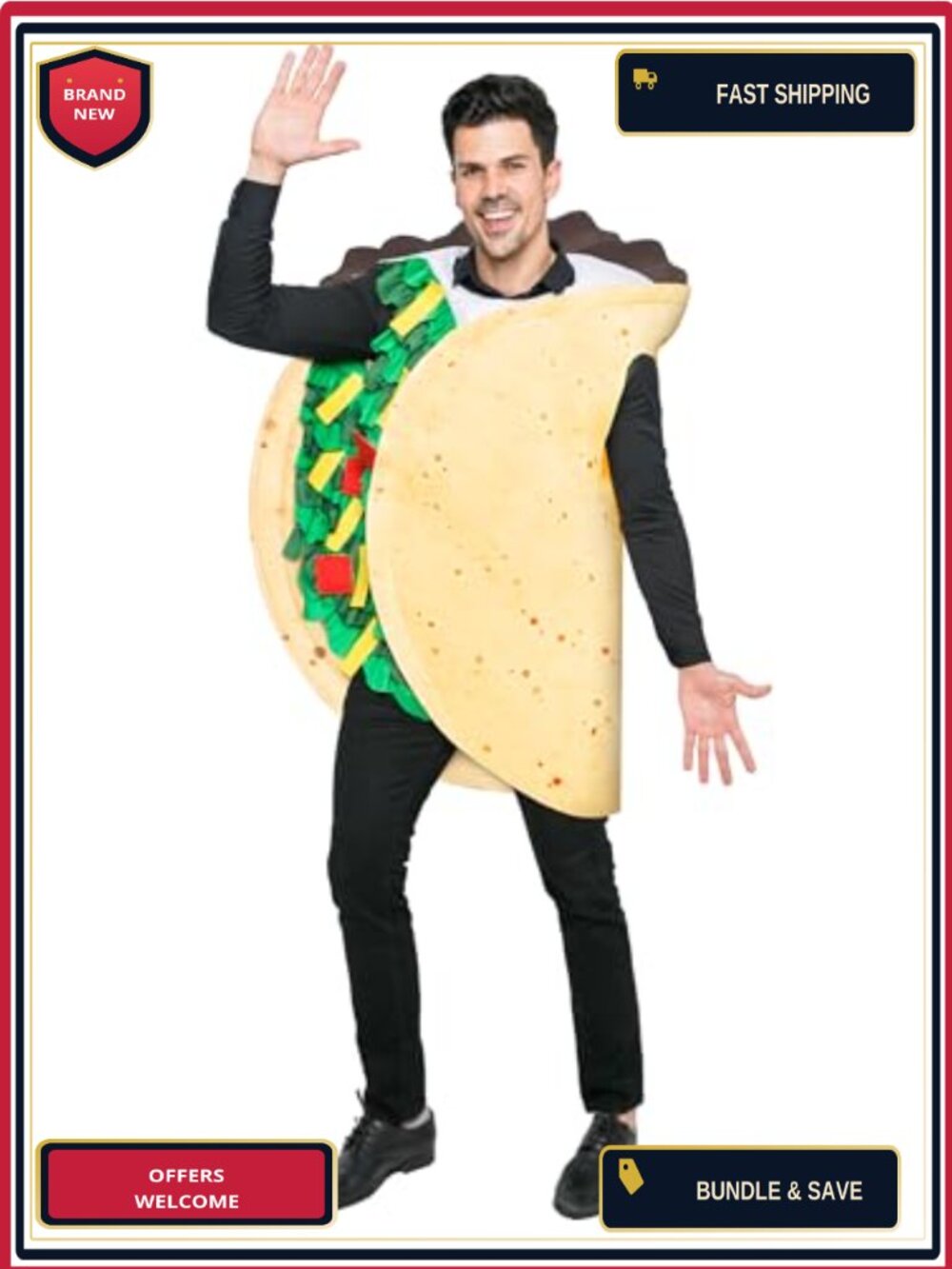Adult Taco Halloween Costume Pullover Tunic Unisex 100% Polyester